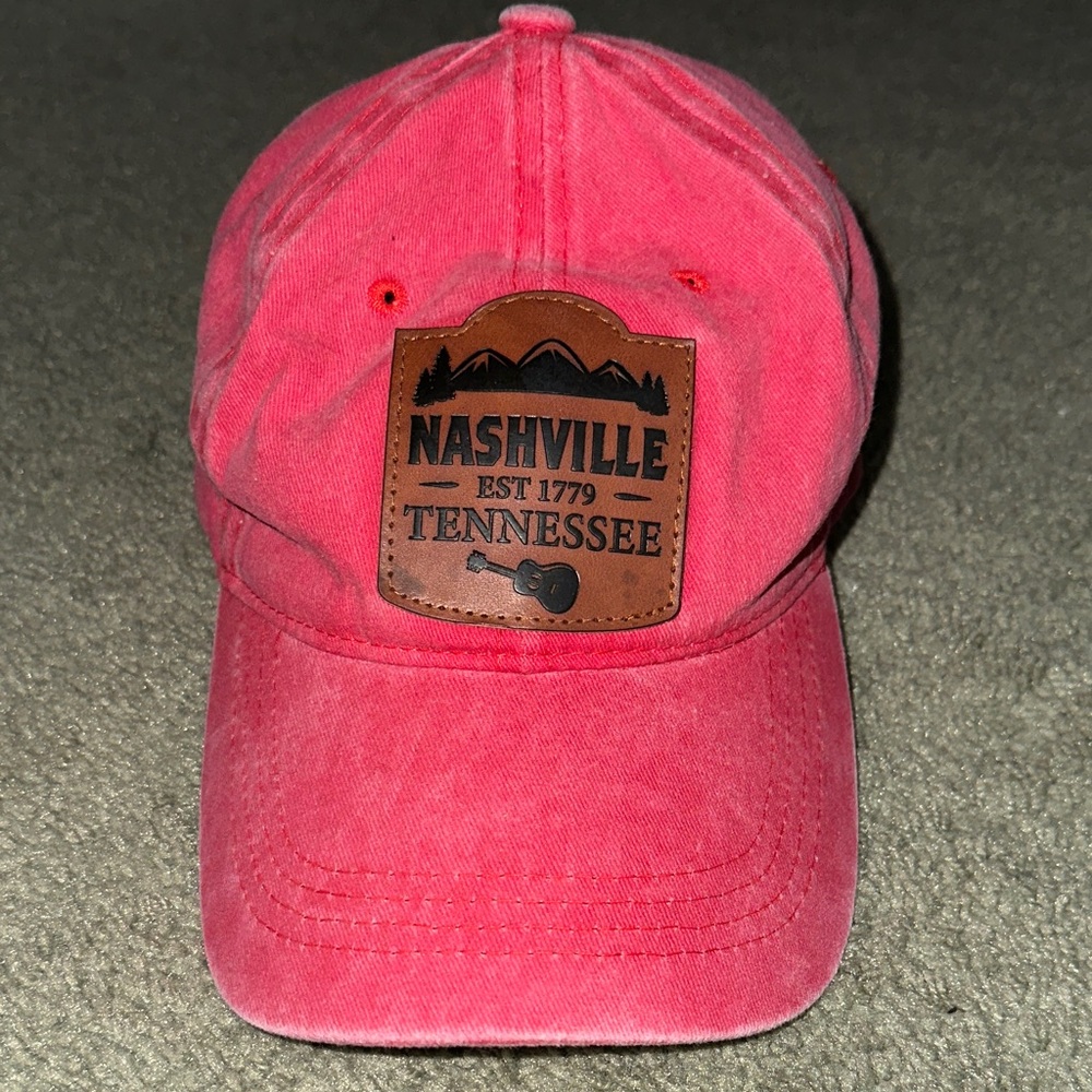 Nashville Tennessee Pink Leather Patch Baseball Cap